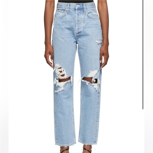 Agolde 90's Ripped Jeans in Light Denim 25 - Picture 1 of 4